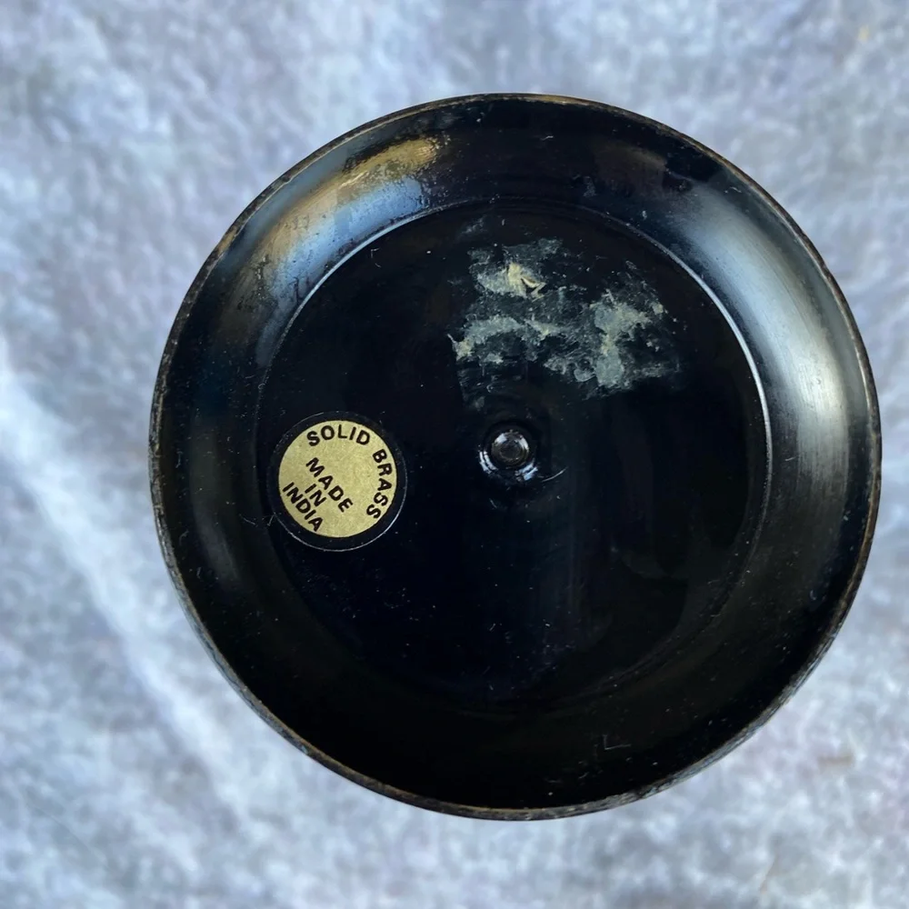 Vintage Solid Brass Vase India Hand-Crafted Decorative Floral Engraved Motif 6”